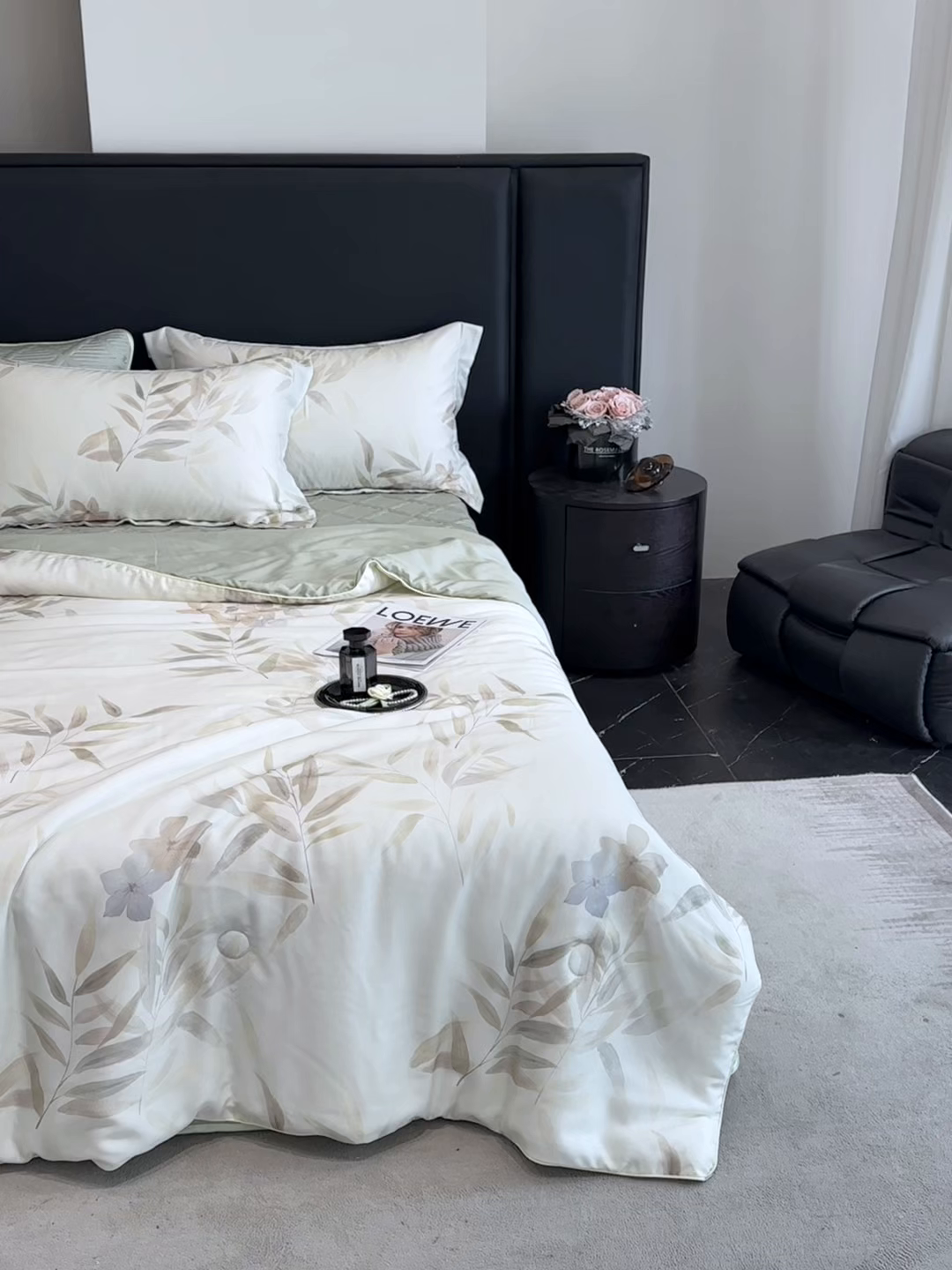 91家纺网 家纺一手货源 找家纺 吾秀家居 2026春夏新款数码印花莱赛尔天丝夏被夏凉被空调被-天印系列 绿色竹影