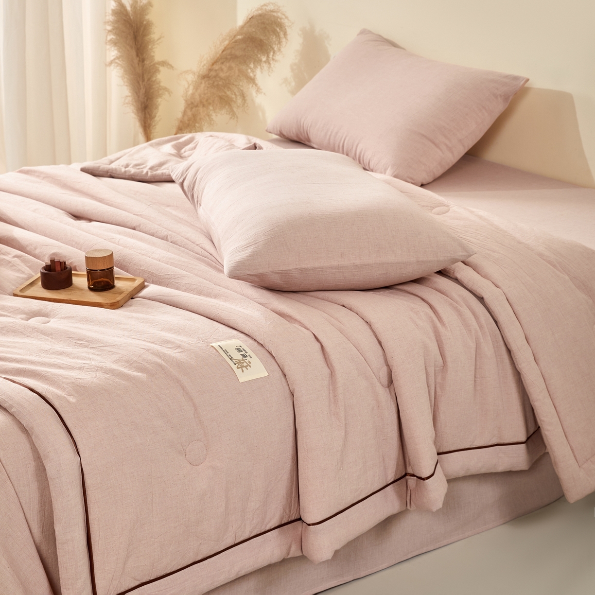 91家纺网 家纺一手货源 找家纺 吾秀家居 2026春夏新款纯色棉麻棉花夏被夏凉被空调被-麻生活系列 麻生活-豆沙