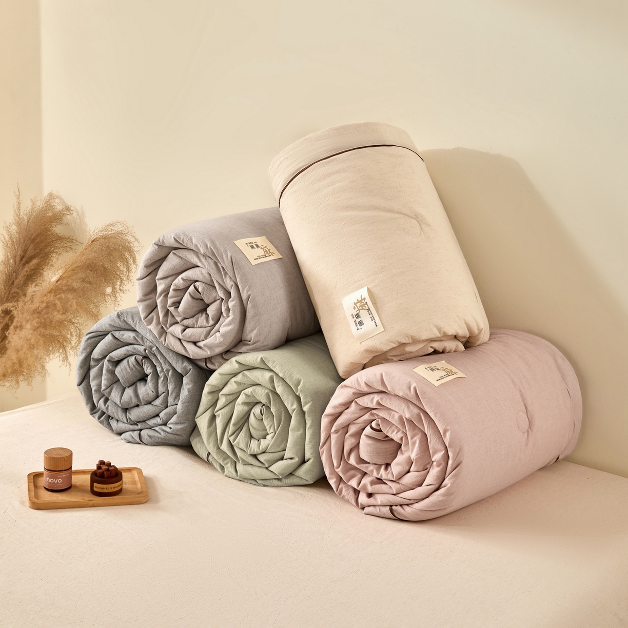 吾秀家居 2026春夏新款纯色棉麻棉花夏被夏凉被空调被-麻生活系列 组合图仅供展示不可下单