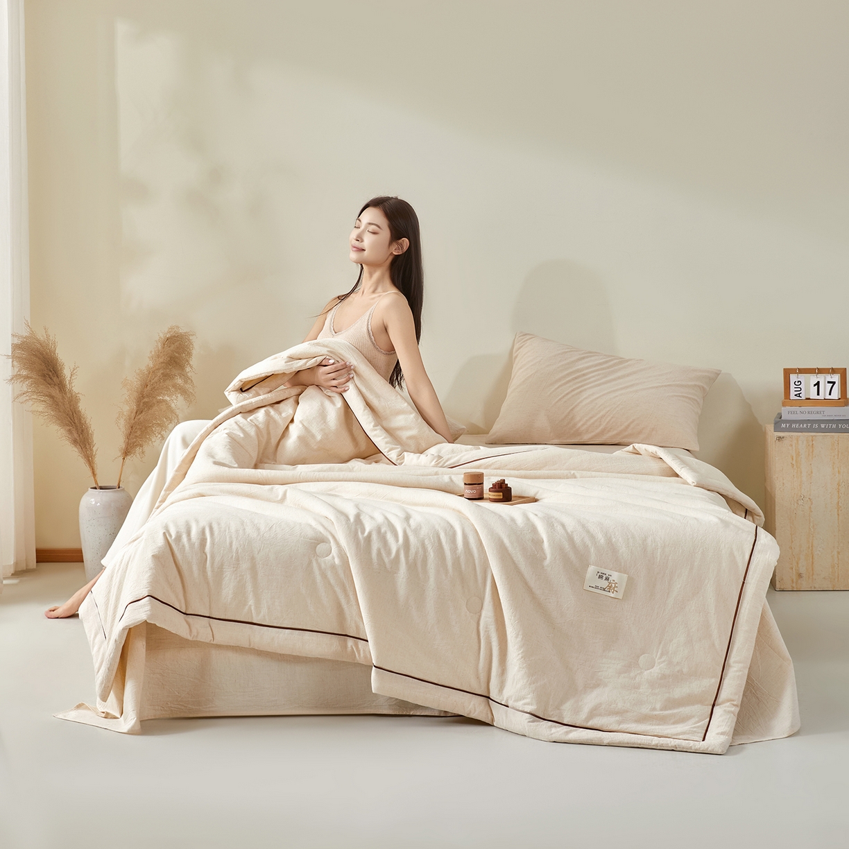 91家纺网 家纺一手货源 找家纺 吾秀家居 2026春夏新款纯色棉麻棉花夏被夏凉被空调被-麻生活系列 麻生活-本色