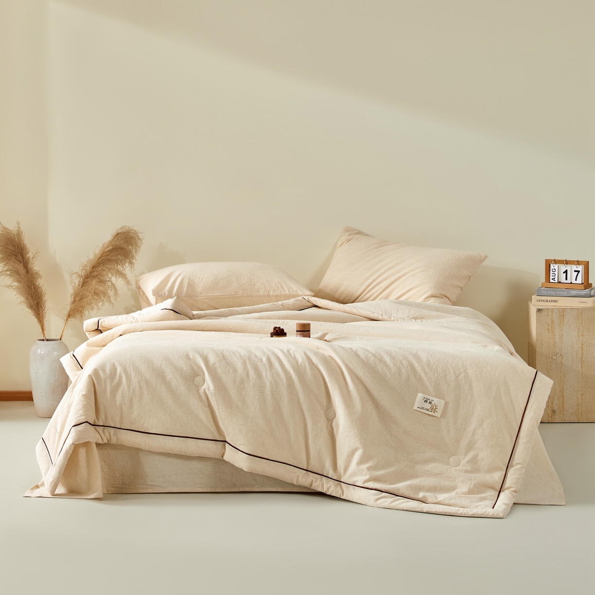 91家纺网 家纺一手货源 找家纺 吾秀家居 2026春夏新款纯色棉麻棉花夏被夏凉被空调被-麻生活系列 麻生活-本色