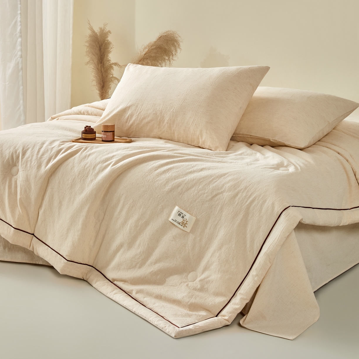 91家纺网 家纺一手货源 找家纺 吾秀家居 2026春夏新款纯色棉麻棉花夏被夏凉被空调被-麻生活系列 麻生活-本色