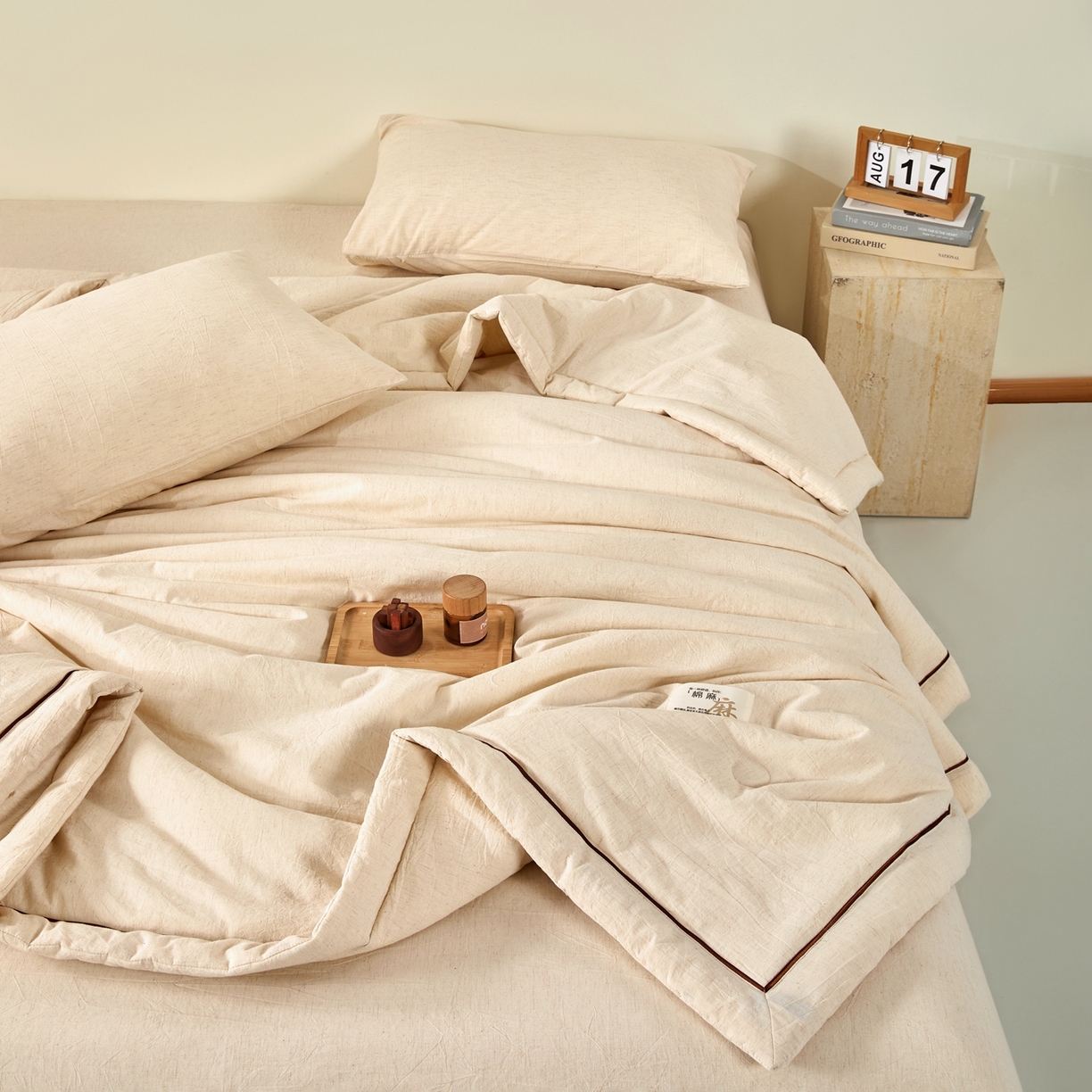 91家纺网 家纺一手货源 找家纺 吾秀家居 2026春夏新款纯色棉麻棉花夏被夏凉被空调被-麻生活系列 麻生活-本色