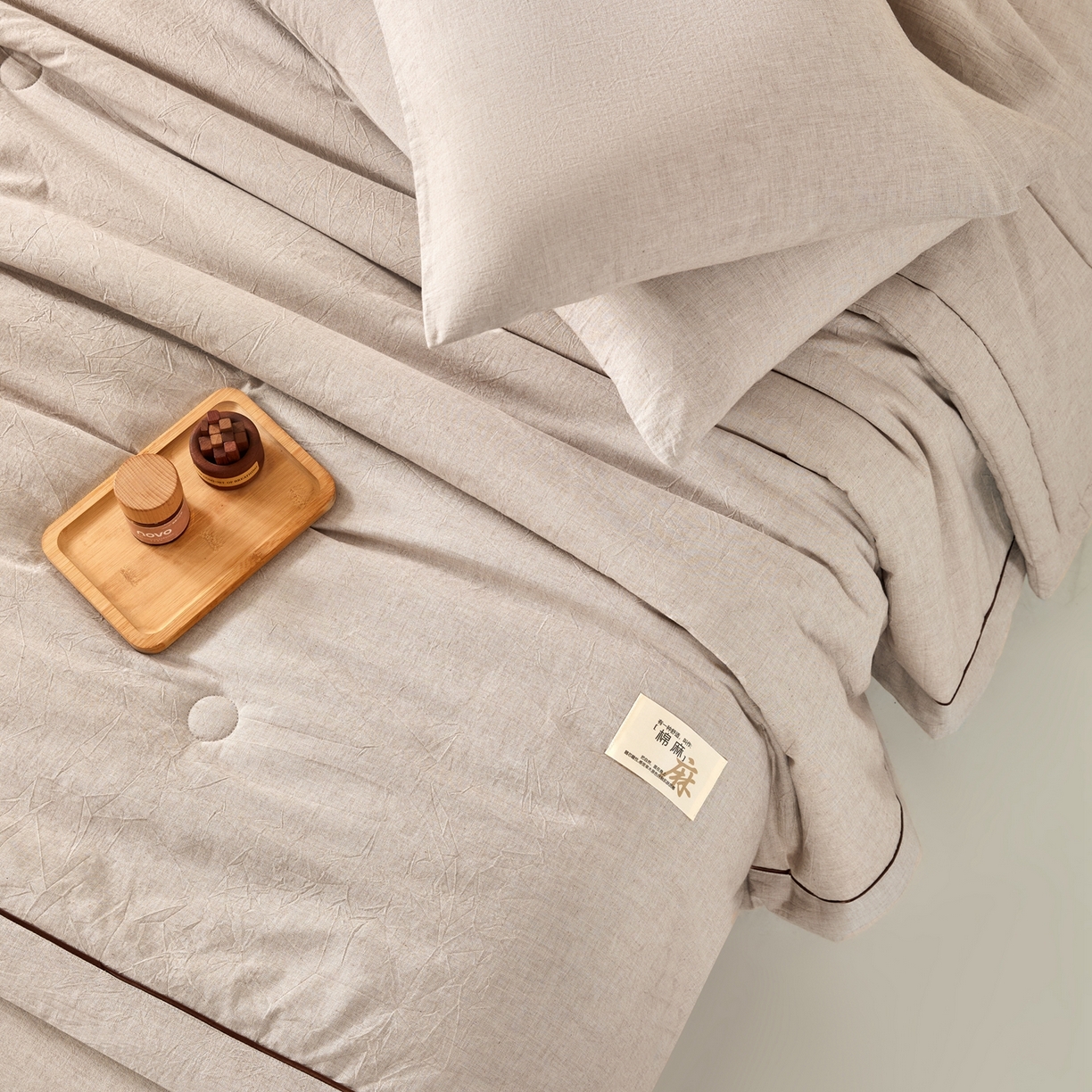 91家纺网 家纺一手货源 找家纺 吾秀家居 2026春夏新款纯色棉麻棉花夏被夏凉被空调被-麻生活系列 麻生活-浅驼