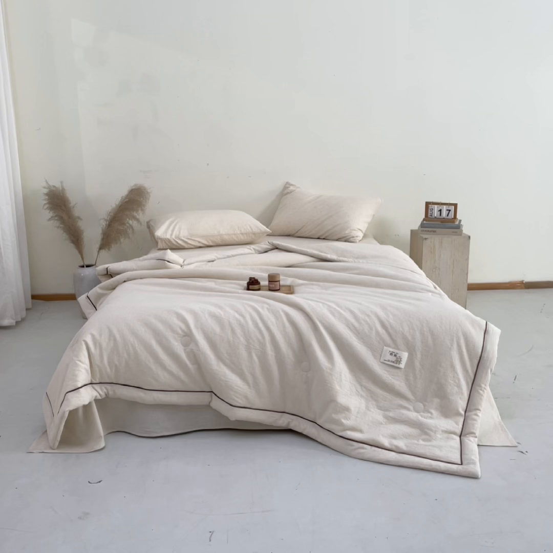 91家纺网 家纺一手货源 找家纺 吾秀家居 2026春夏新款纯色棉麻棉花夏被夏凉被空调被-麻生活系列 麻生活-本色