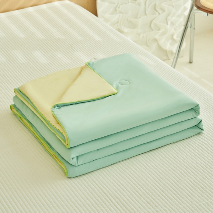 晨曦家纺 2026新款A类凉感丝清凉大豆夏被四件套-熊猫冻冻被 冻冻被-浅绿拼奶黄