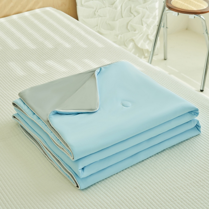 晨曦家纺 2026新款A类凉感丝清凉大豆夏被四件套-熊猫冻冻被 冻冻被-雾蓝灰