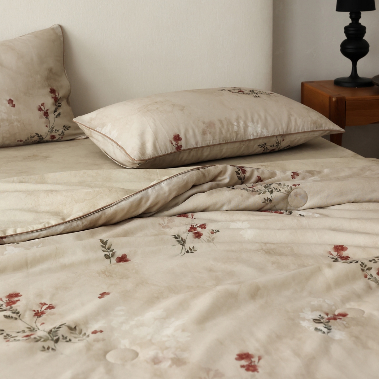 91家纺网 家纺一手货源 找家纺 万盛家纺 2026新款全棉双层纱复古印花夏被夏凉被空调被 云舒