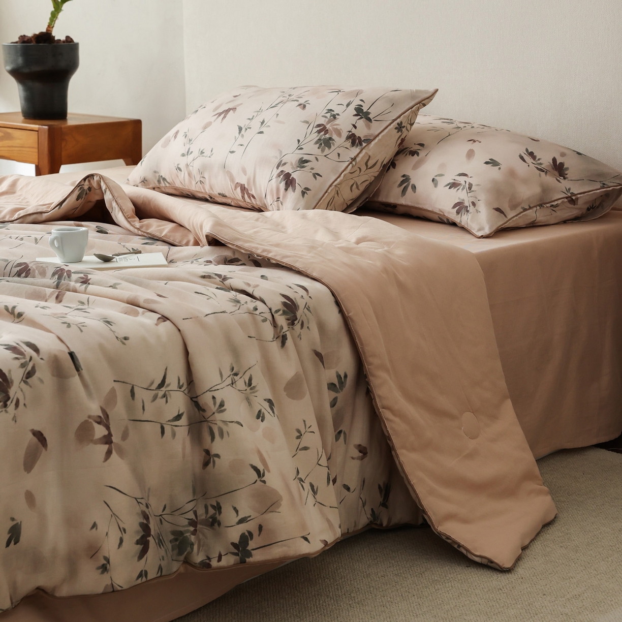 91家纺网 家纺一手货源 找家纺 万盛家纺 2026新款全棉双层纱复古印花夏被夏凉被空调被 青时