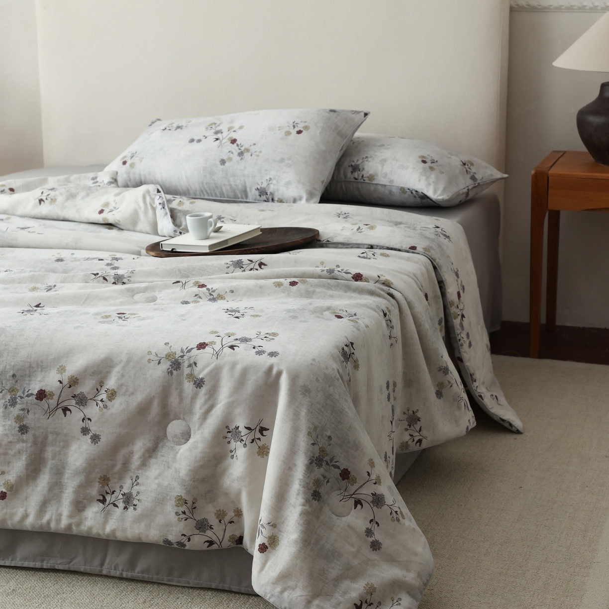 91家纺网 家纺一手货源 找家纺 万盛家纺 2026新款全棉双层纱复古印花夏被夏凉被空调被 夏影