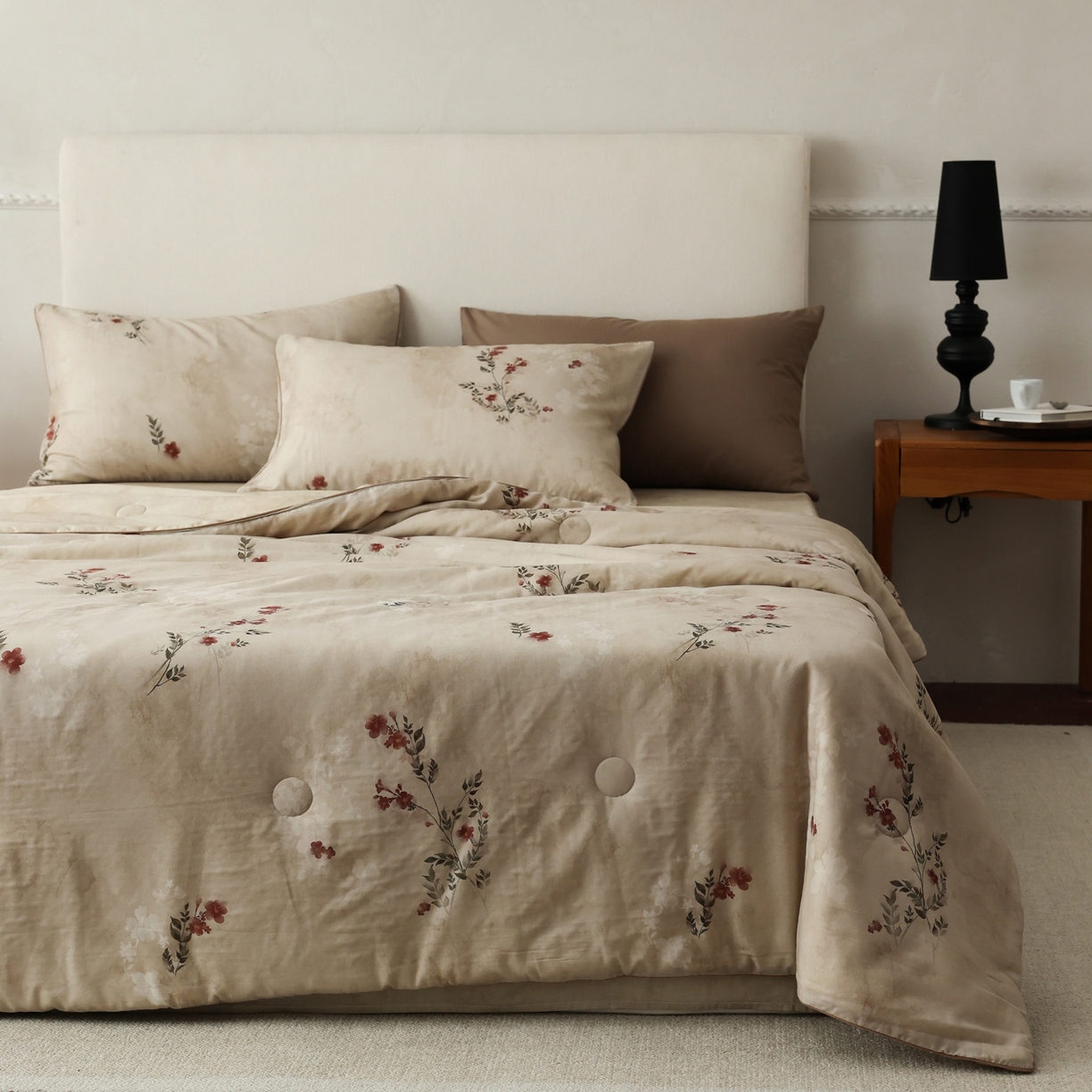 91家纺网 家纺一手货源 找家纺 万盛家纺 2026新款全棉双层纱复古印花夏被夏凉被空调被 云舒