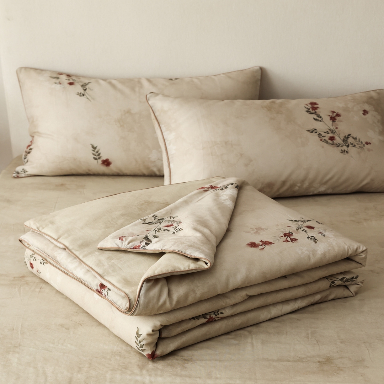 91家纺网 家纺一手货源 找家纺 万盛家纺 2026新款全棉双层纱复古印花夏被夏凉被空调被 云舒