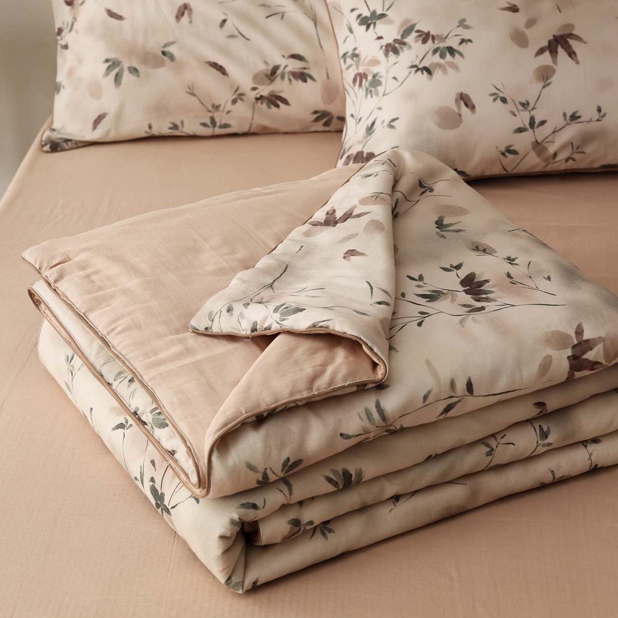 91家纺网 家纺一手货源 找家纺 万盛家纺 2026新款全棉双层纱复古印花夏被夏凉被空调被 青时