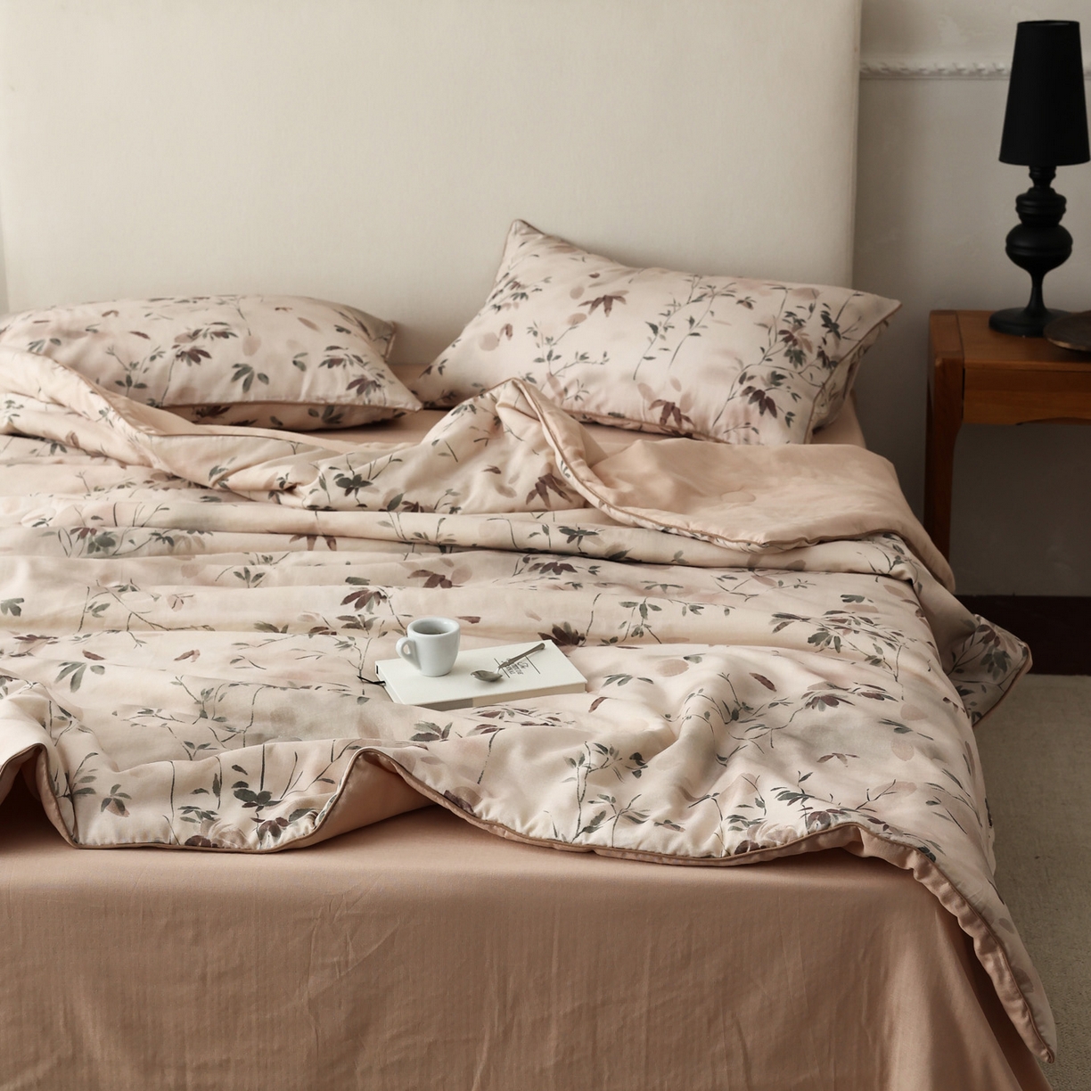 91家纺网 家纺一手货源 找家纺 万盛家纺 2026新款全棉双层纱复古印花夏被夏凉被空调被 青时