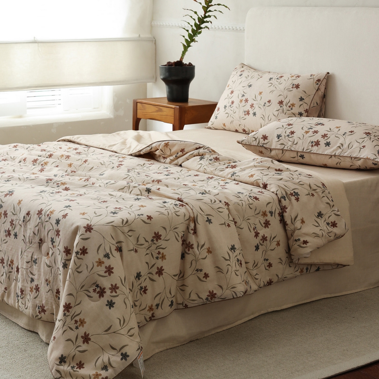 91家纺网 家纺一手货源 找家纺 万盛家纺 2026新款全棉双层纱复古印花夏被夏凉被空调被 安屿