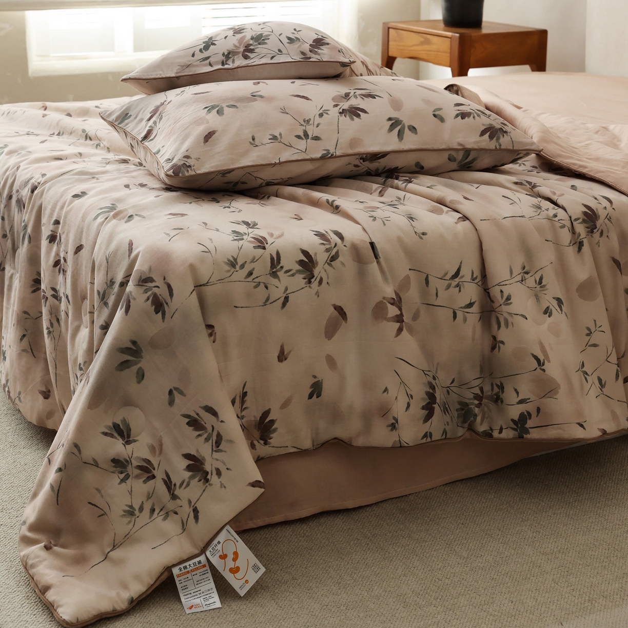 91家纺网 家纺一手货源 找家纺 万盛家纺 2026新款全棉双层纱复古印花夏被夏凉被空调被 青时