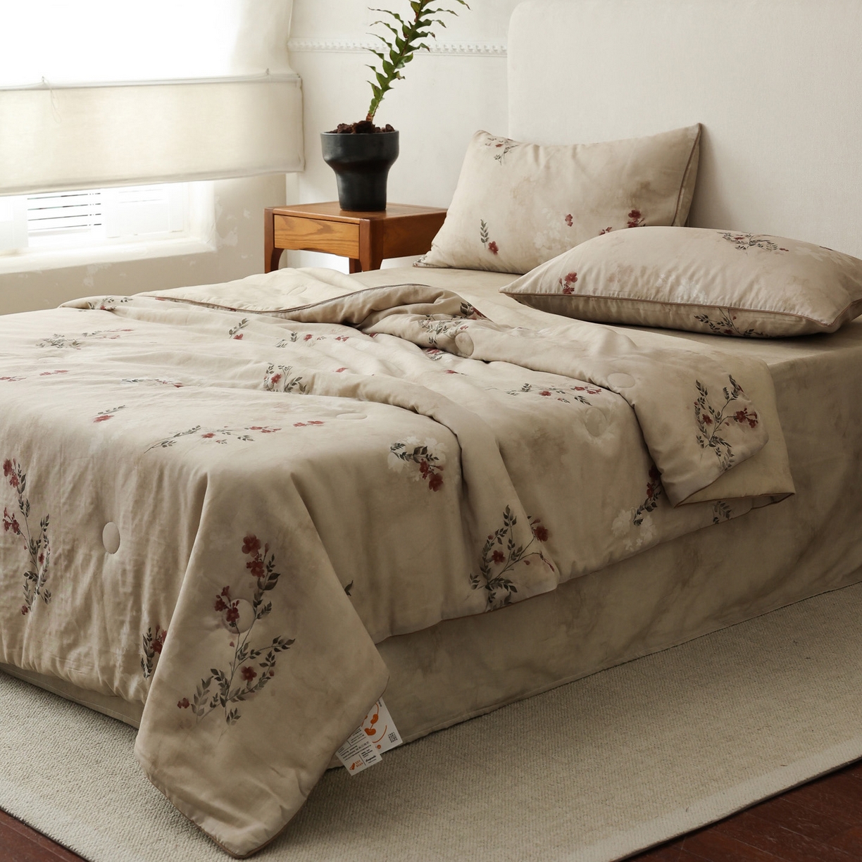 91家纺网 家纺一手货源 找家纺 万盛家纺 2026新款全棉双层纱复古印花夏被夏凉被空调被 云舒
