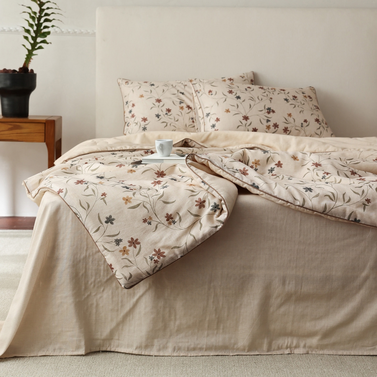 91家纺网 家纺一手货源 找家纺 万盛家纺 2026新款全棉双层纱复古印花夏被夏凉被空调被 安屿