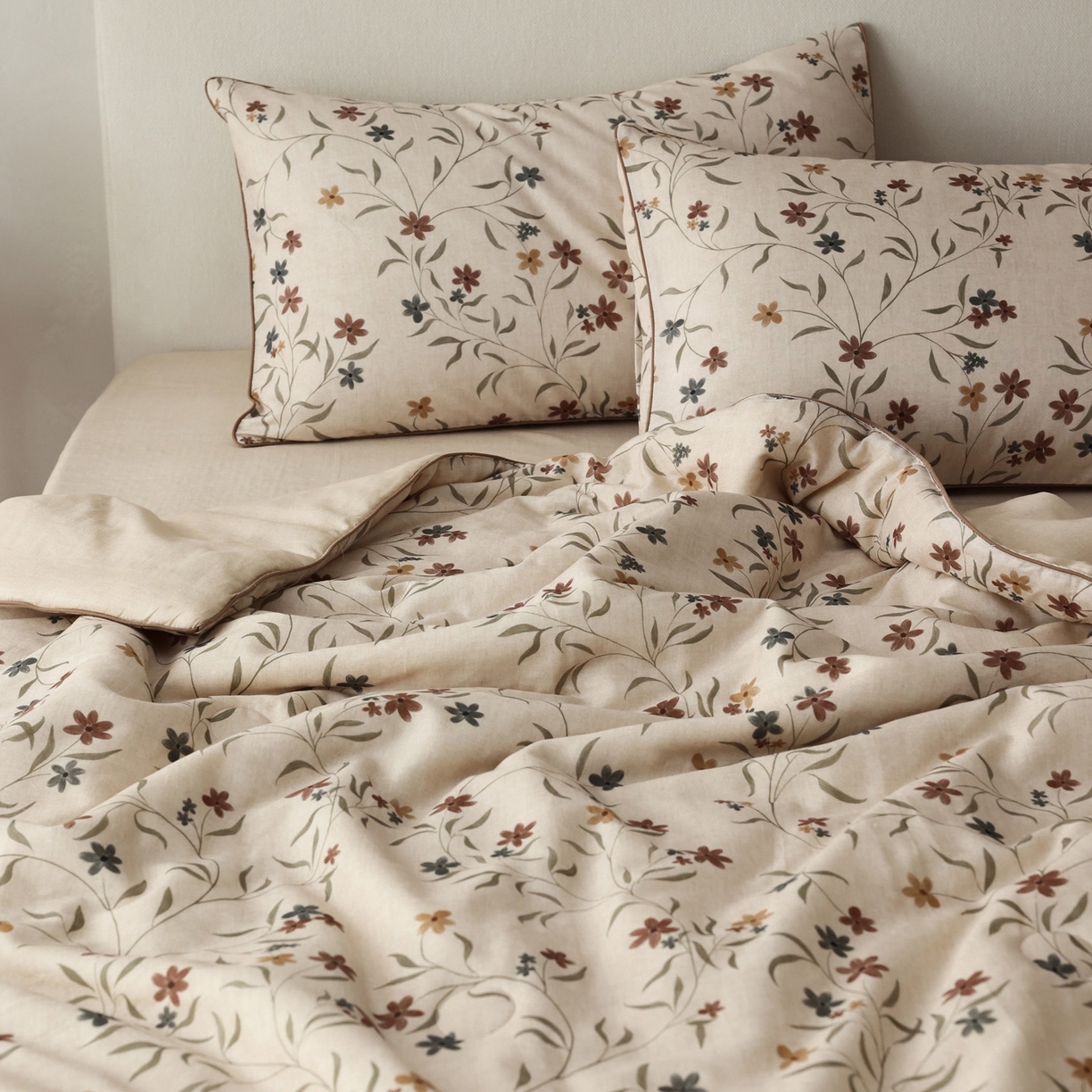 91家纺网 家纺一手货源 找家纺 万盛家纺 2026新款全棉双层纱复古印花夏被夏凉被空调被 安屿