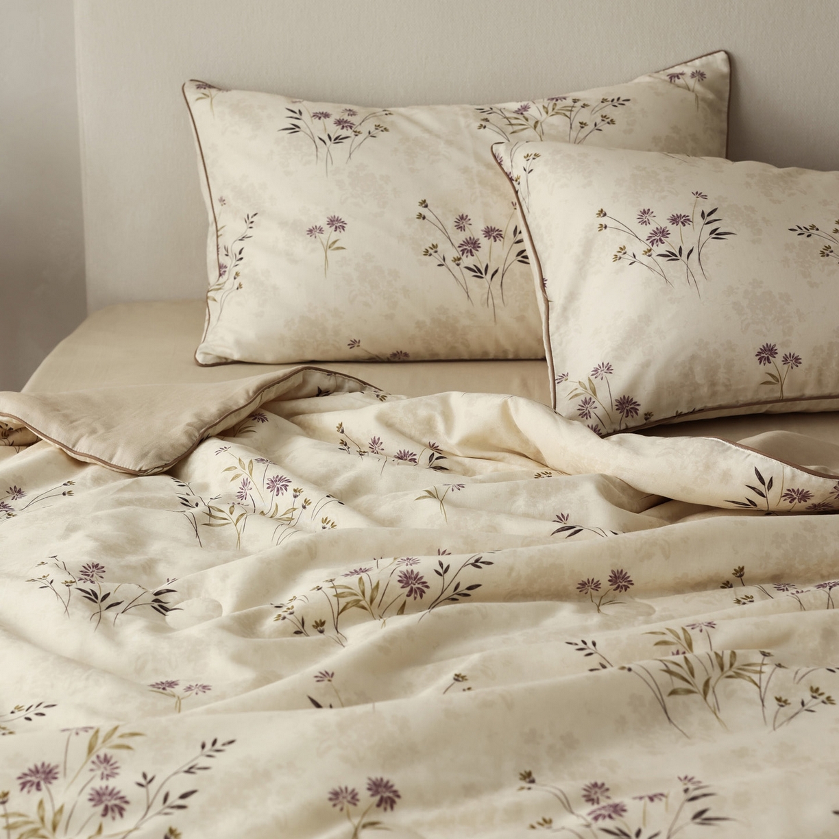 91家纺网 家纺一手货源 找家纺 万盛家纺 2026新款全棉双层纱复古印花夏被夏凉被空调被 风枝