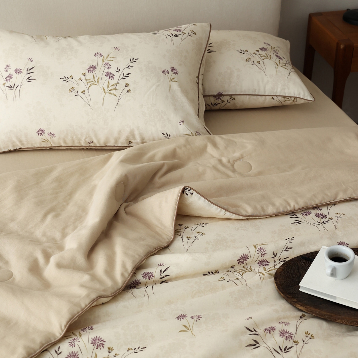 91家纺网 家纺一手货源 找家纺 万盛家纺 2026新款全棉双层纱复古印花夏被夏凉被空调被 风枝