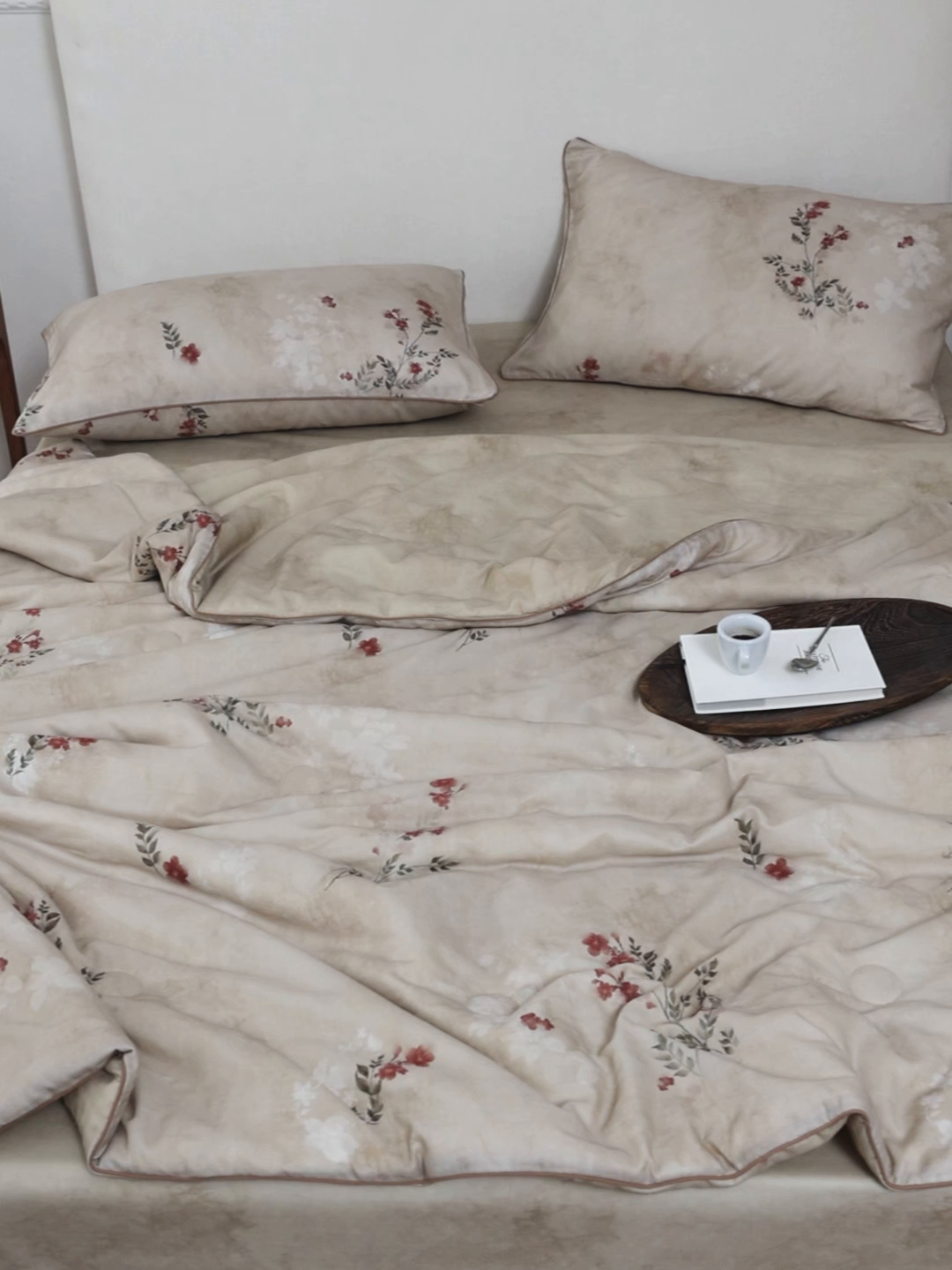 91家纺网 家纺一手货源 找家纺 万盛家纺 2026新款全棉双层纱复古印花夏被夏凉被空调被 云舒