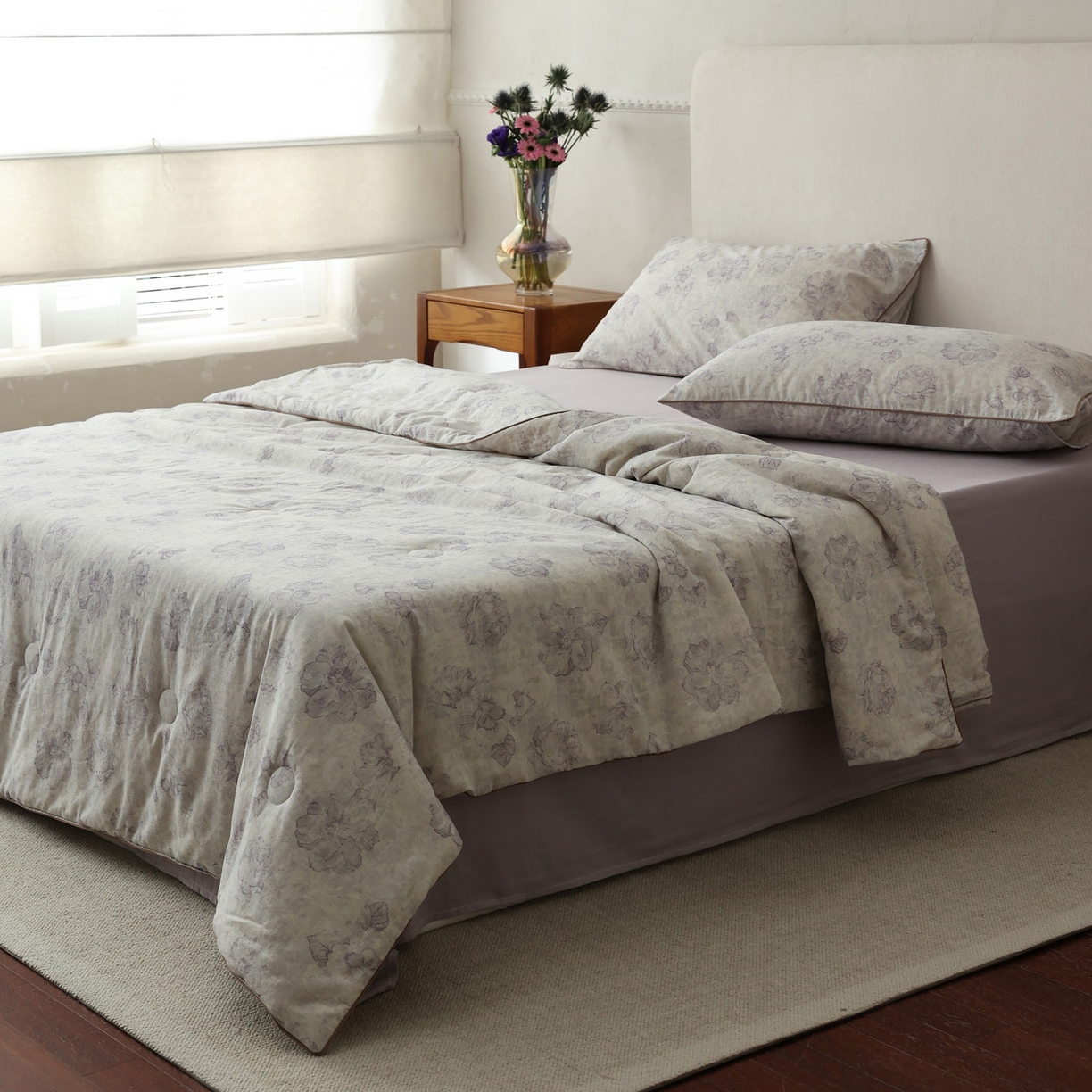 91家纺网 家纺一手货源 找家纺 万盛家纺 2026新款棉麻印花夏被夏凉被空调被 素锦