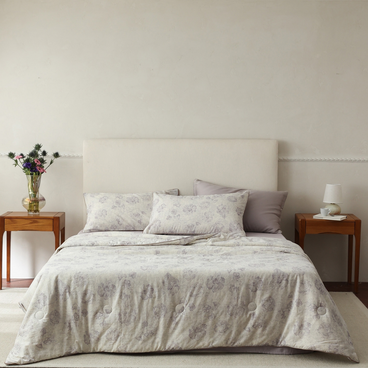 91家纺网 家纺一手货源 找家纺 万盛家纺 2026新款棉麻印花夏被夏凉被空调被 素锦