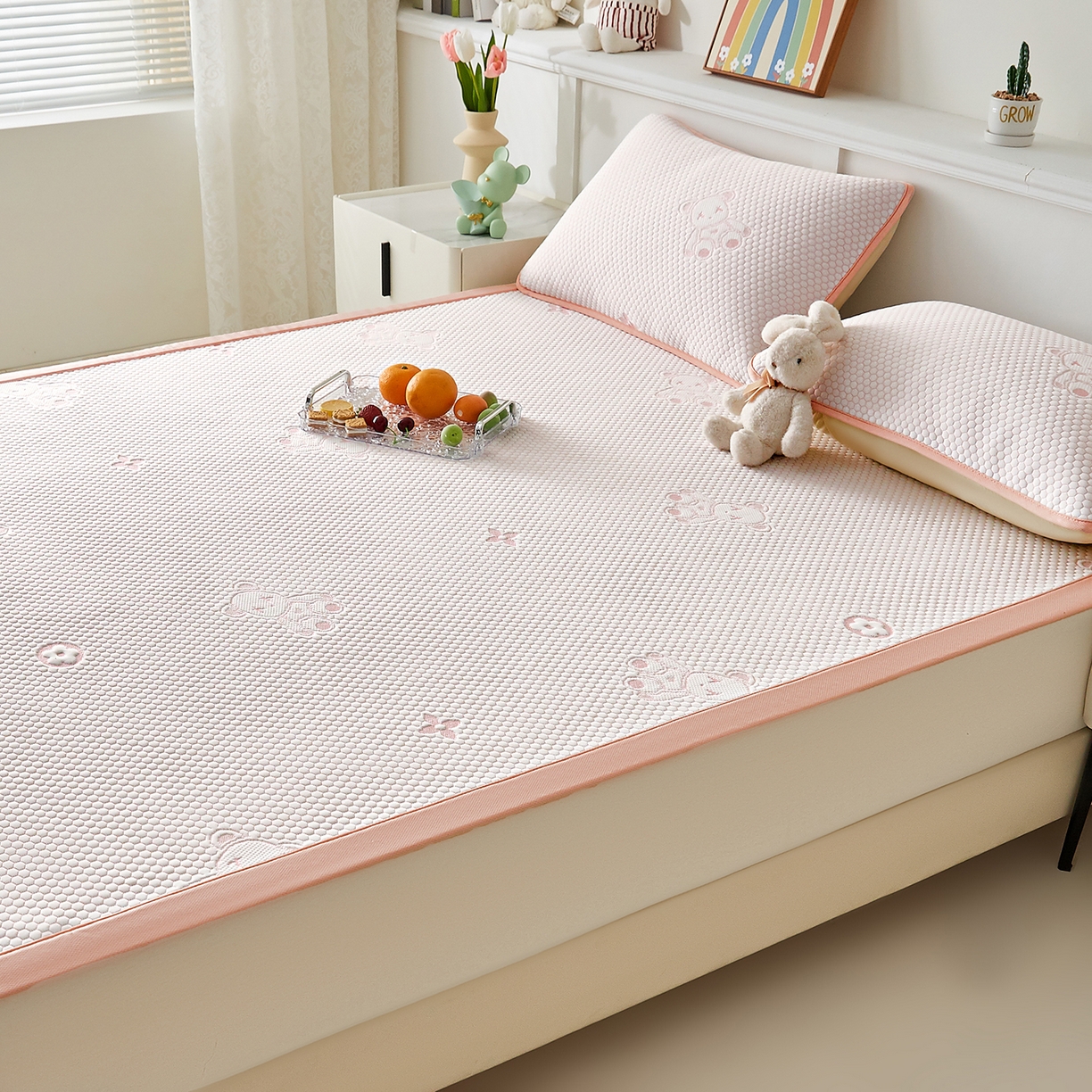 91家纺网 家纺一手货源 找家纺 （总）家品罗兰 2026新款夏季A类冰豆豆凉席冰丝凉席家用双人冰丝席床单可机洗水洗单人学生宿舍夏天空调软席三件套大床