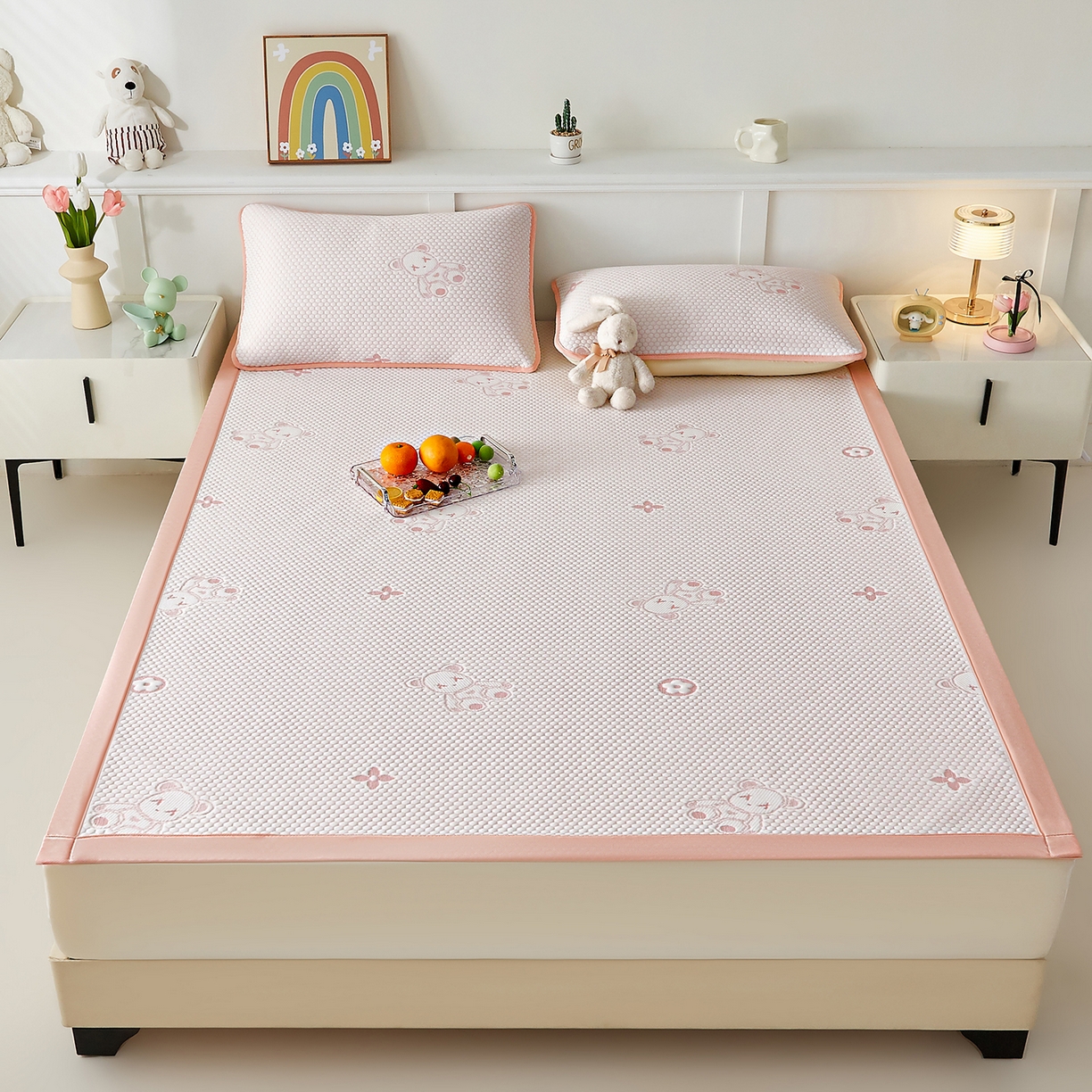 91家纺网 家纺一手货源 找家纺 （总）家品罗兰 2026新款夏季A类冰豆豆凉席冰丝凉席家用双人冰丝席床单可机洗水洗单人学生宿舍夏天空调软席三件套大床