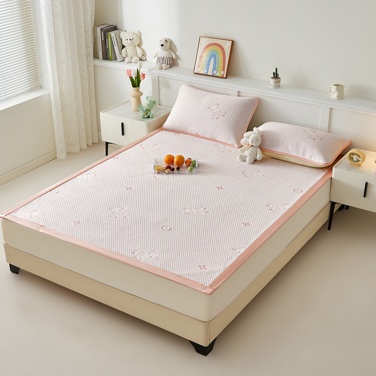 91家纺网 家纺一手货源 找家纺 （总）家品罗兰 2026新款夏季A类冰豆豆凉席冰丝凉席家用双人冰丝席床单可机洗水洗单人学生宿舍夏天空调软席三件套大床