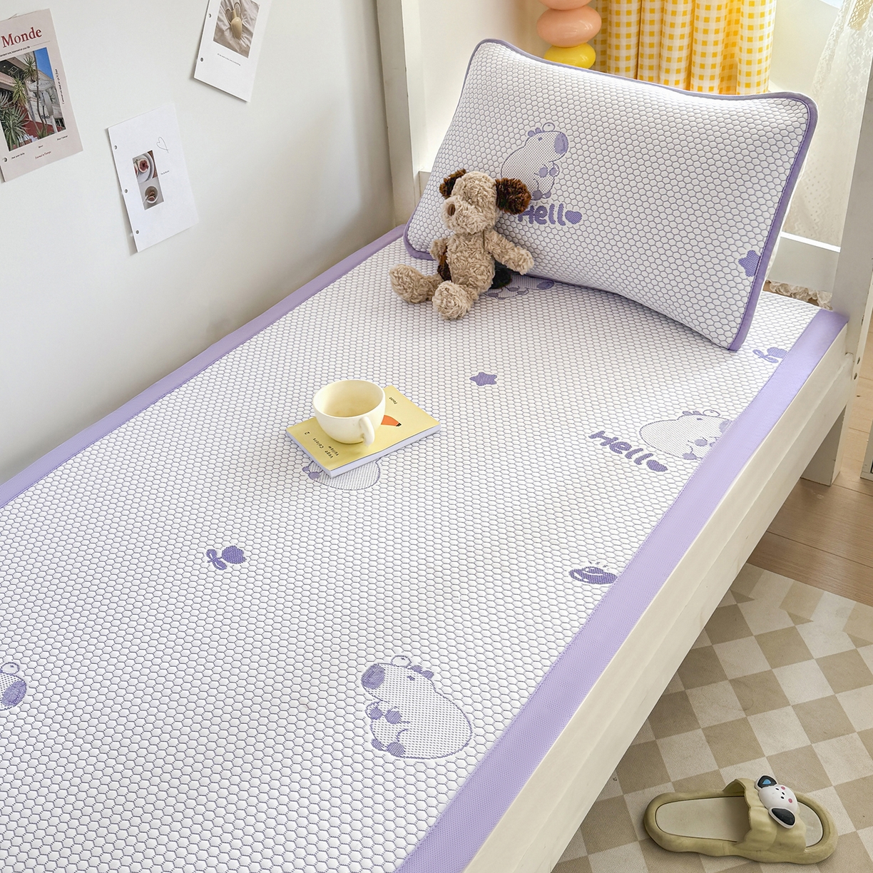 91家纺网 家纺一手货源 找家纺 家品罗兰 2026新款夏季A类冰豆豆凉席冰丝凉席家用双人冰丝席床单可机洗水洗单人学生宿舍夏天空调席三件套学生床 卡皮巴拉-紫