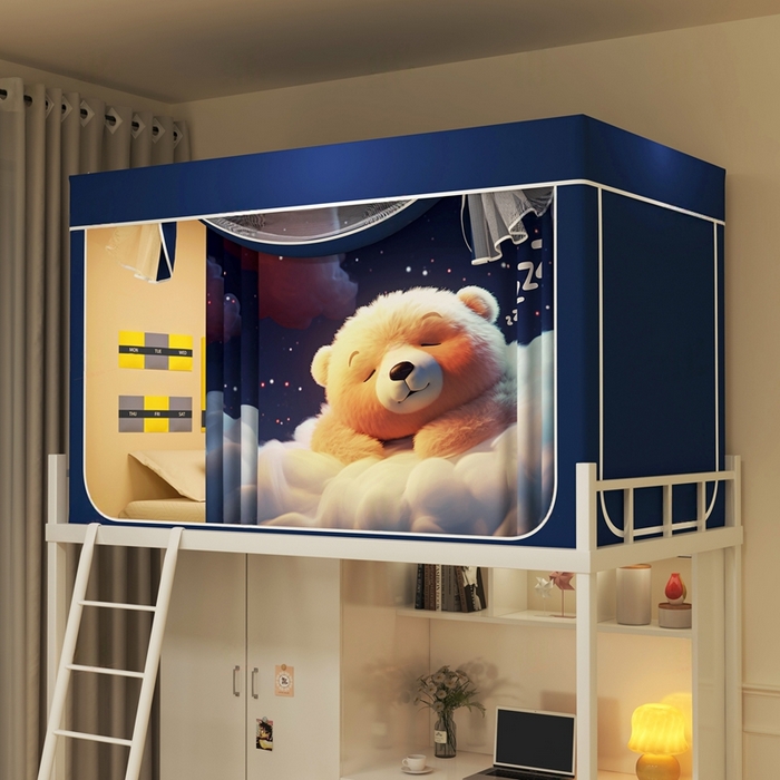 91家纺网 家纺一手货源 找家纺 （总）宅部落 2026新款宅部落学生床帘宿舍上下铺印花无涂层强遮光学生蚊帐