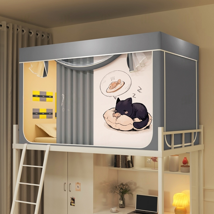 91家纺网 家纺一手货源 找家纺 （总）宅部落 2026新款宅部落学生床帘宿舍上下铺印花无涂层强遮光学生蚊帐