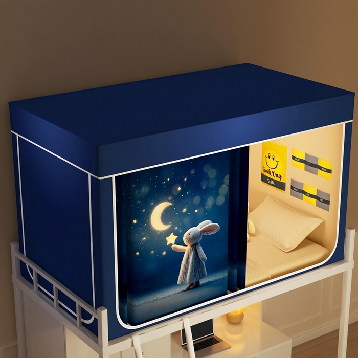 91家纺网 家纺一手货源 找家纺 宅部落 2026新款宅部落学生床帘宿舍上下铺印花无涂层强遮光学生蚊帐 宁静的夜