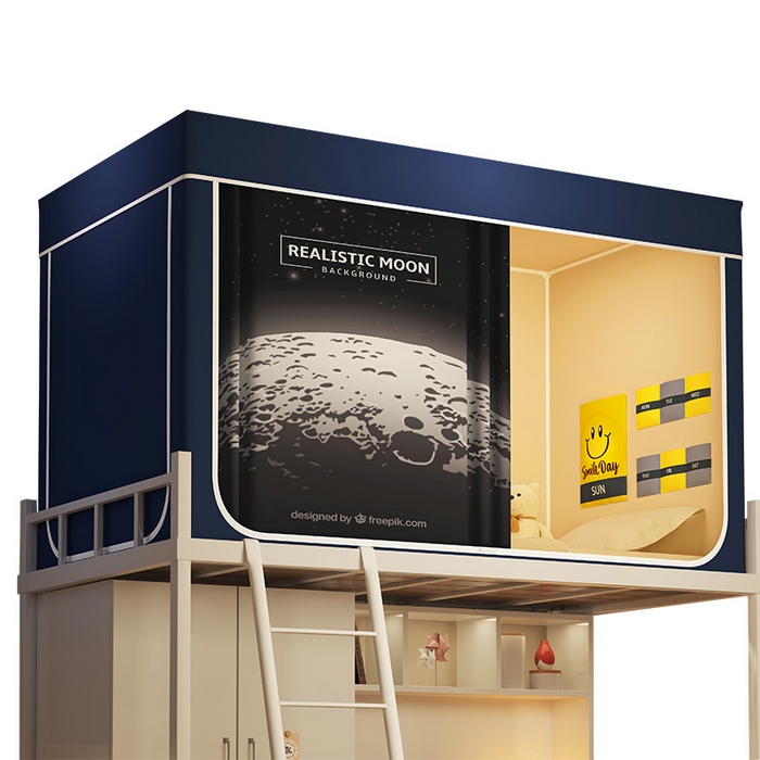 91家纺网 家纺一手货源 找家纺 宅部落 2026新款宅部落学生床帘宿舍上下铺印花无涂层强遮光学生蚊帐 moon