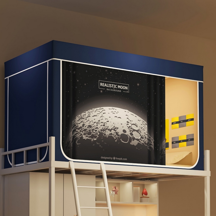 91家纺网 家纺一手货源 找家纺 宅部落 2026新款宅部落学生床帘宿舍上下铺印花无涂层强遮光学生蚊帐 moon