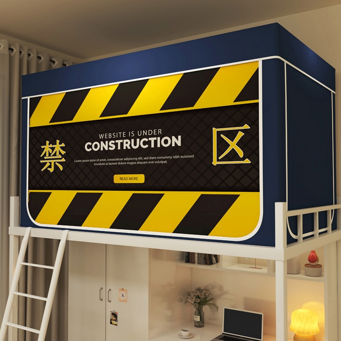 91家纺网 家纺一手货源 找家纺 宅部落 2026新款宅部落学生床帘宿舍上下铺印花无涂层强遮光学生蚊帐 禁区