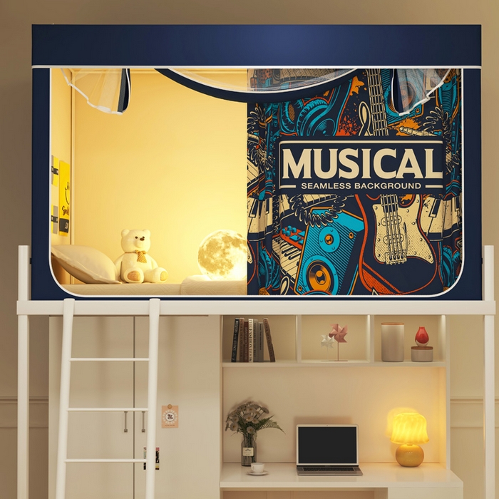 91家纺网 家纺一手货源 找家纺 宅部落 2026新款宅部落学生床帘宿舍上下铺印花无涂层强遮光学生蚊帐 潮派