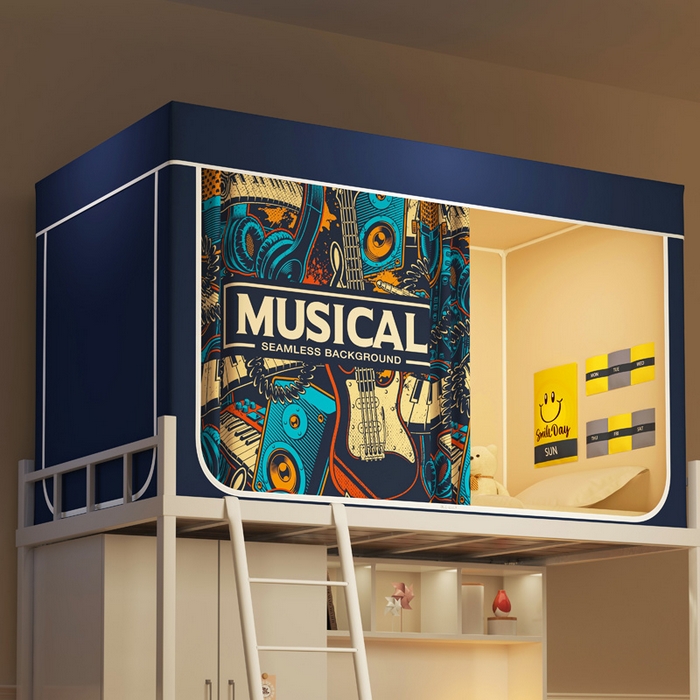 91家纺网 家纺一手货源 找家纺 宅部落 2026新款宅部落学生床帘宿舍上下铺印花无涂层强遮光学生蚊帐 潮派