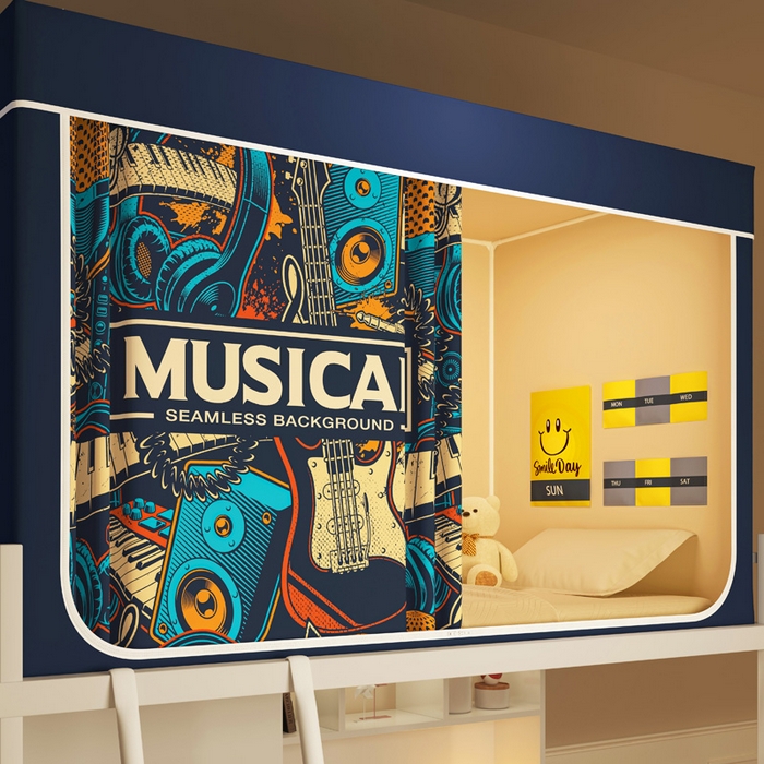 91家纺网 家纺一手货源 找家纺 宅部落 2026新款宅部落学生床帘宿舍上下铺印花无涂层强遮光学生蚊帐 潮派