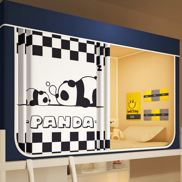 91家纺网 家纺一手货源 找家纺 宅部落 2026新款宅部落学生床帘宿舍上下铺印花无涂层强遮光学生蚊帐 可爱熊猫蓝