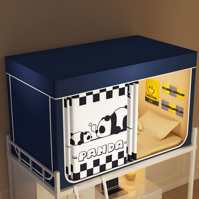 91家纺网 家纺一手货源 找家纺 宅部落 2026新款宅部落学生床帘宿舍上下铺印花无涂层强遮光学生蚊帐 可爱熊猫蓝