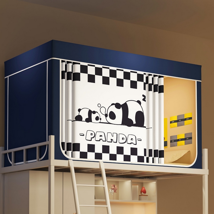 91家纺网 家纺一手货源 找家纺 宅部落 2026新款宅部落学生床帘宿舍上下铺印花无涂层强遮光学生蚊帐 可爱熊猫蓝