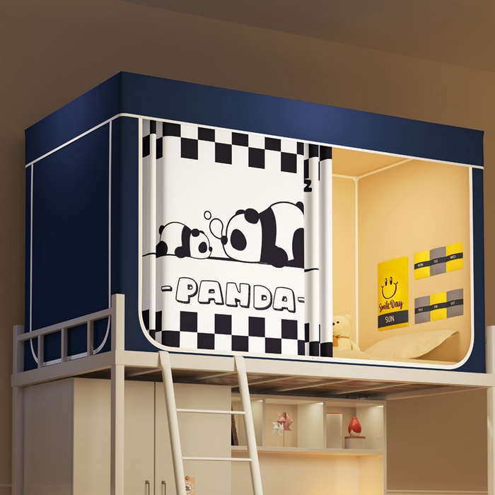 91家纺网 家纺一手货源 找家纺 宅部落 2026新款宅部落学生床帘宿舍上下铺印花无涂层强遮光学生蚊帐 可爱熊猫蓝