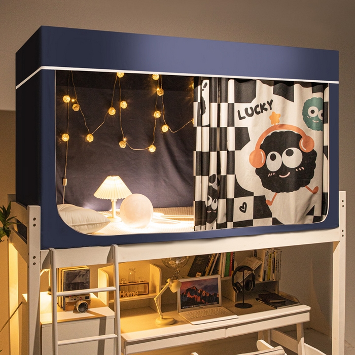 91家纺网 家纺一手货源 找家纺 宅部落 2026新款宅部落学生床帘宿舍上下铺印花无涂层强遮光学生蚊帐 煤烦恼