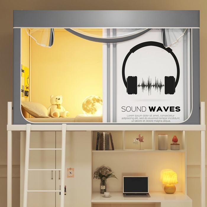 91家纺网 家纺一手货源 找家纺 宅部落 2026新款宅部落学生床帘宿舍上下铺印花无涂层强遮光学生蚊帐 音之波