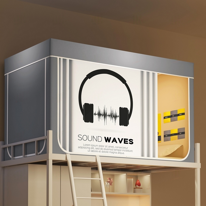 91家纺网 家纺一手货源 找家纺 宅部落 2026新款宅部落学生床帘宿舍上下铺印花无涂层强遮光学生蚊帐 音之波