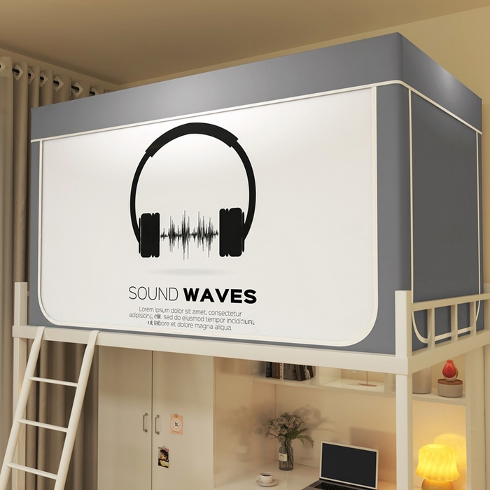 91家纺网 家纺一手货源 找家纺 宅部落 2026新款宅部落学生床帘宿舍上下铺印花无涂层强遮光学生蚊帐 音之波