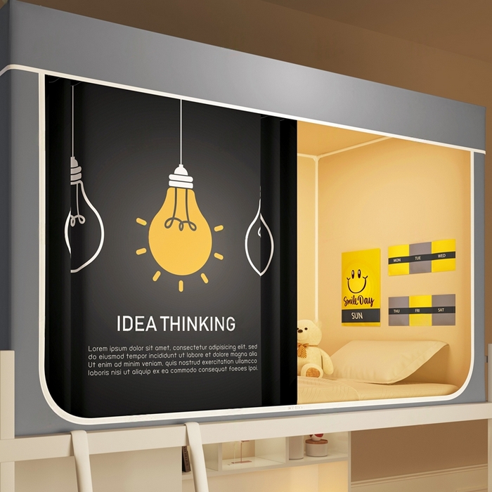 91家纺网 家纺一手货源 找家纺 宅部落 2026新款宅部落学生床帘宿舍上下铺印花无涂层强遮光学生蚊帐 智慧之光